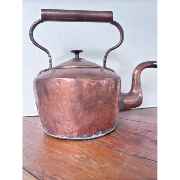 Antique  Copper Gooseneck Tea Kettle Pot - Picture 10 of 10